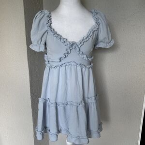 Blashe Blue Babydoll Flutter Ruffle Dress Size Small